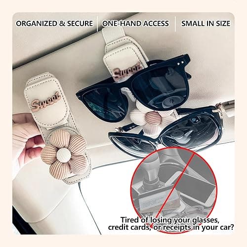 UINSUE Car Sunglasses Holder Eyeglass Clip with Sun Visor Storage for Cards Magnetic Eyewear Clamp Car Decor thumbnail 6