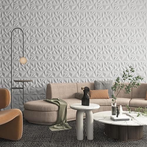 Art3d Lot de 33 panneaux muraux 3D pour décoration murale intérieure, panneaux muraux modernes texturés en losanges pour jeux,salon,TV,fond mural,30,5 x 30,5 cm,3㎡,blanc thumbnail 8