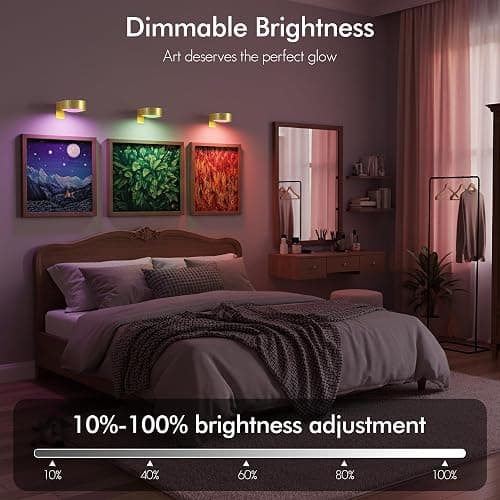 3-Pack Picture Lights for Wall, 13 RGB Color Changing Led Art Display Light with Rechargeable Battery Operated, Magnetic Painting Light with Remote Control, Wireless Home Wall Decorative Lighting thumbnail 3