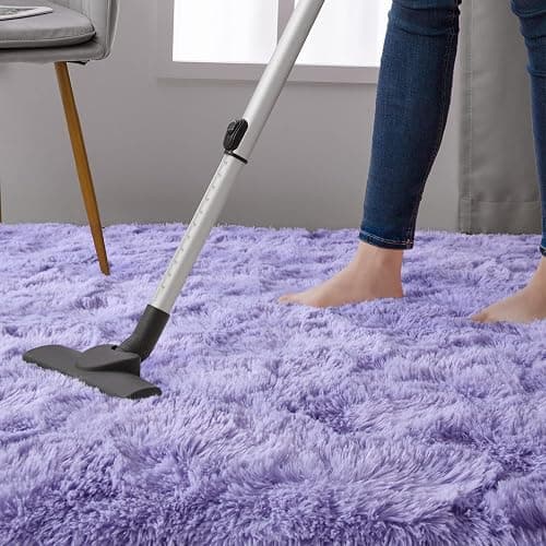 DweIke Fluffy Lavender Purple Rugs for Bedroom Living Room, 3x5 Feet Soft Plush Shaggy Light Lilac Purple Girls Boys Kids Rug, Non-Slip and Machine Washable Carpet for Dorm Nursery Classroom Decor thumbnail 6