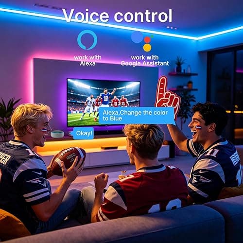 TJOY 100FT Smart Led Strip Lights for Bedroom Alexa Compatible Wireless RGB | Music Sync, RGB Color Changing Lights for Room Decor(APP+Remote+Voice control) thumbnail 2