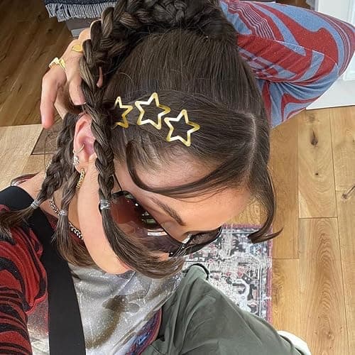 Star Hair Clips 2000s Y2K Snap Hair Barrettes Non Slip Star Hair Accessories Gold Metal Hair Clips for Girls Women -15 PCS 1.57" thumbnail 6