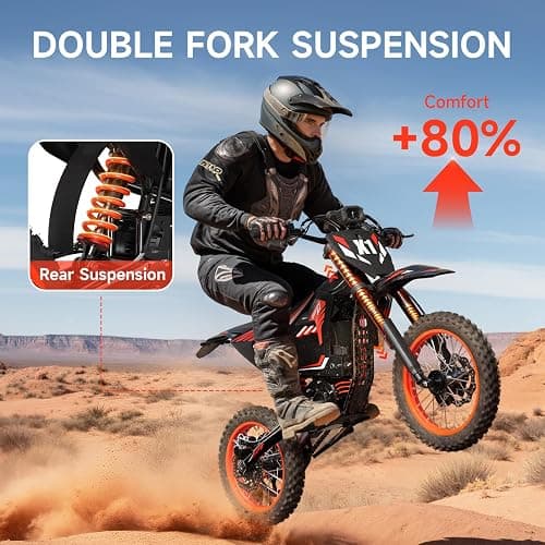 QRONGE X1 Spark Electric Dirt Bike, Electric-Bike with 60V 28.8Ah Battery, 4500 Peak Motor, 50MPH, Electric Motorcycle for Mountain Off-Road Adults Teens(M) thumbnail 5