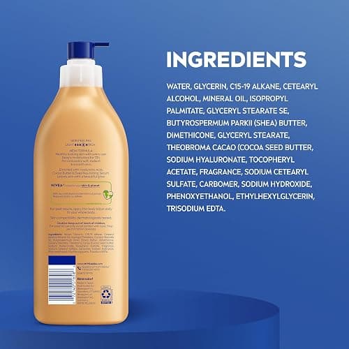 NIVEA Cocoa Butter Body Lotion for Dry Skin with Hyaluronic Acid, 16.9 Oz | Dermatologically Tested 72-Hour Moisture Lotion with Deep Nourishing Serum, Delivers Healthy-Looking Skin with Every Use thumbnail 9