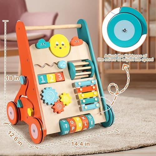 BAUTIA Wooden Baby Walker, Montessori Walker for Babies 6-12 Months, Push Walking Toys for 1 Year Old Learning to Walk thumbnail 2