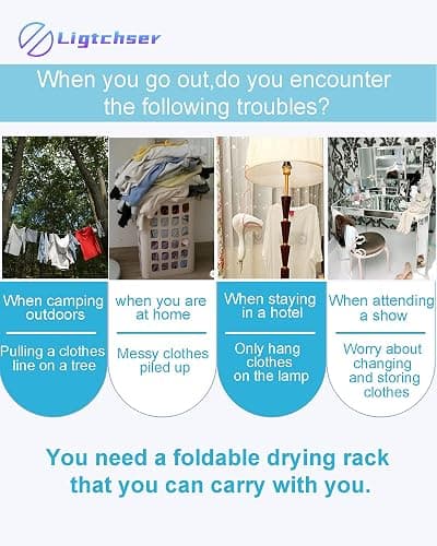 Ligtchser Portable Travel Garment Rack,Folding Clothes Rack for Dance,Travel,Camping, Drying,RV, Indoor,Outdoor. A Collapsible Mini Clothing Rack（Completely upgraded） thumbnail 7