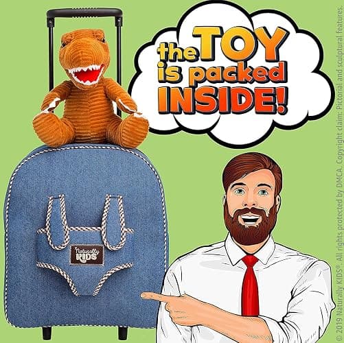 Toddler Luggage for Boys w Dinosaur Toys, Kids Rolling Backpack for Boys, Toddler Suitcase, Gifts for 3 4 5 6 Year Old thumbnail 9