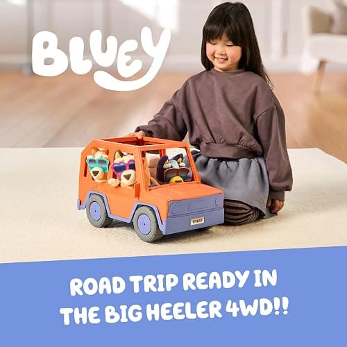 Bluey Big Heeler 4WD and Family Toddler Toy Car, Bingo and Chilli Plush Buddies, Opening Hood Storage, Car Toys for Kids 3+, Amazon Exclusive thumbnail 3