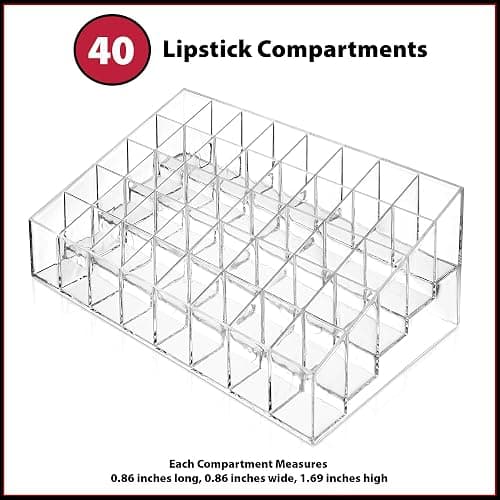 Casafield 40 Slot Acrylic Lipstick & Makeup Organizer - Cosmetic Display Case - Clear thumbnail 6