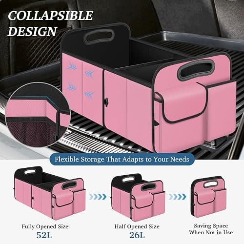 HABOPET Trunk Organizer, Collapsible Waterproof Multi-Compartment Trunk Organizer for SUVs & Sedans, Car Storage with Reinforced Handles, Car Accessories for Women and Men, 52L thumbnail 4