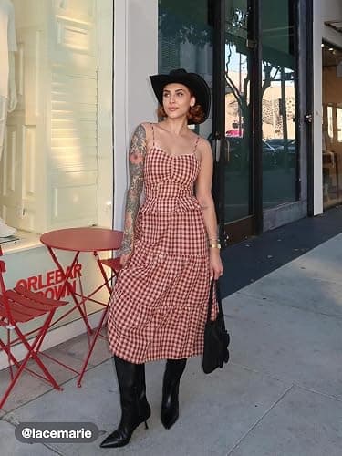 CIDER Gingham Tiered Maxi Skirt Long Skirts for Women A Line High Waist Flowy Skirt Casual Woven Midi Skirt thumbnail 2