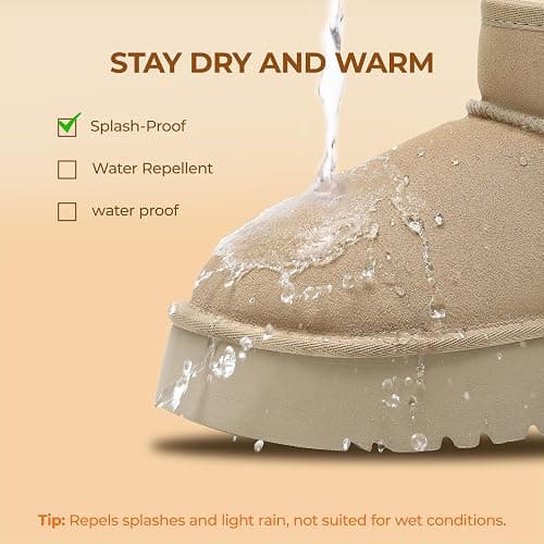 DREAM PAIRS Women's Platform Winter Snow Boots Genuine Suede, Water Resistant Mini Ankle Boots Stable Lightweight Booties Anti-Slip with Memory Foam Outdoor Fuzzy thumbnail 6