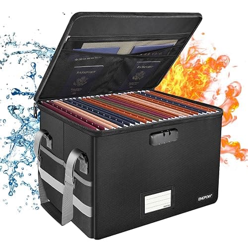 Fireproof Box File Storage Organizer Anti-Static Box,Collapsible Fireproof Document Box Filing Box with Handle,Portable Home Office Safe Box for Hanging Letter/Legal Folder - Image 1
