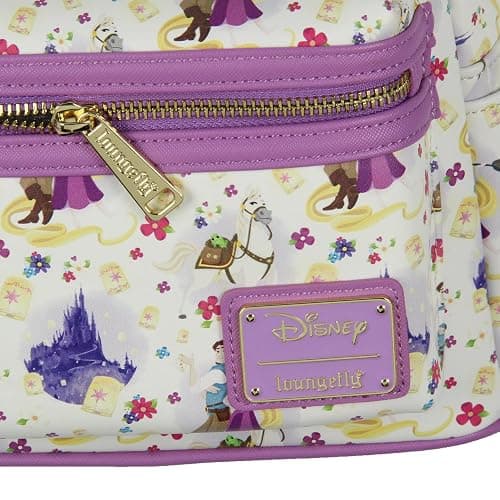 Loungefly Disney Tangled Rapunzel Flynn Ryder And Maximus All-Over Print Cute Mini Backpack 11" thumbnail 3