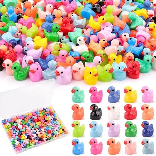 TINKRSTUFF 200PCS Mini Resin Animals Cute Tiny Ducks,Miniature Duck Figures to Hide,Little Animal Small Figurines Bulk for Topper Desk Garden Dollhouse Landscape Aquarium Ornaments DIY Crafts & Decor - Image 1