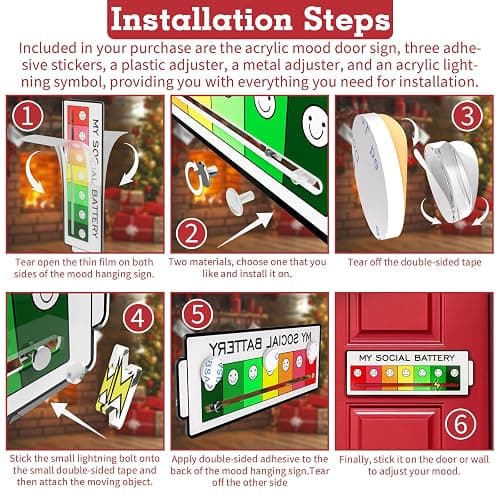Acrylic Mood Door Sign for Creative Home Decor, 7 Emotion Expressions, Decorative Wall Art for Home and Office. (White) thumbnail 6