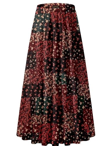 NASHALYLY Women's Chiffon Elastic High Waist Pleated A-Line Flared Maxi Skirts - Image 1