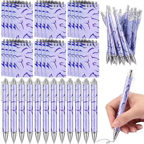 Weekgrat 24 Pcs Purple Notebooks and 24 Pcs Ballpoint Pens Kpop Theme Pocket Notepads Memo Books Set Teacher Classroom Rewards Supplies Birthday Partys Gift - Image 1