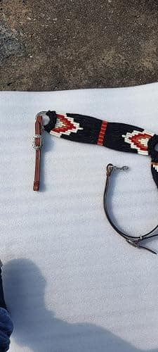Western Mohair Horse Breast Collar Premium Wool and Leather Handmade Comfortable Equestrian Tack Breast Collar for Horse Free Size (Black) thumbnail 8