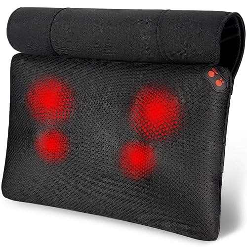 WOQQW Back Massager Neck Massage Pillow with Heat - Shiatsu Back Massager Present, Gifts for Women/Men/Mom/Dad - Deep Kneading Massage for Shoulder, Waist, Leg, Foot and Muscle - Glossy Black thumbnail 2
