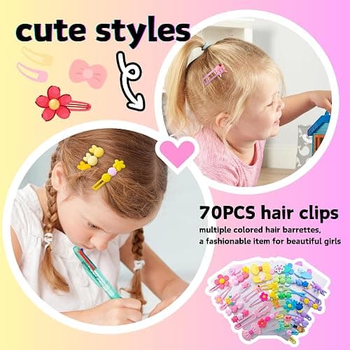 MAITIANISK 70PCS Hair Accessories for Girls Little Girl Hair Clips Barrettes for Baby Toddler Teens Women Kids Cute Candy Colorful Flower Gift for 6-18 Ages (Girls Hair Accessories) thumbnail 3