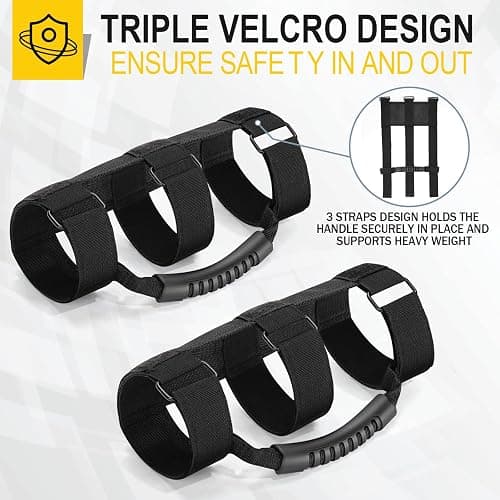 moveland 2 Pack Grab Handle Set Compatible with Jeep Wrangler TJ YJ JK, Easy-to-Fit 3 Straps Design for 1955-2023 Models (Black) thumbnail 4