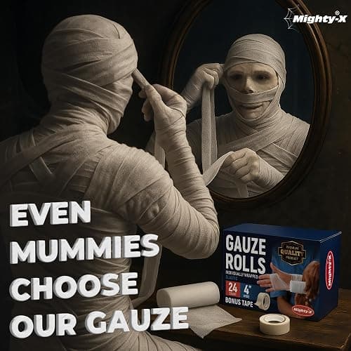 Gauze Rolls - 24 Pack - 4" x 4.1yd Breathable Rolled Gauze - Individually Wrapped with Bonus Tape - First Aid Conforming Stretch Wrap for Wounds - Mummy Wrap thumbnail 2