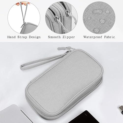 Skycase Electronic Organizer Travel Case - Waterproof Travel Cord Pouches for Organization, Cable Organizer, All-in-One Double Layers Storage Bag for Accessories, Charger, Cable, Grey- Medium thumbnail 4