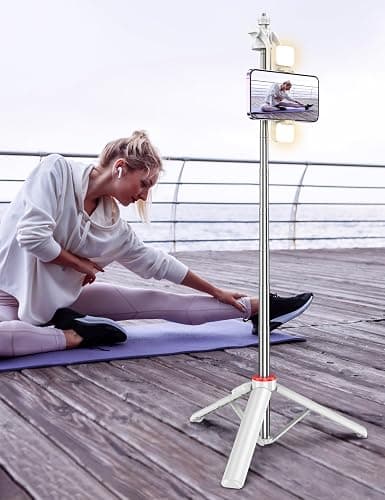 Selfie Stick Tripod with 2 Light, 3 Light Modes & 6 Brightness Levels Extendable Phone Tripod with Detachable Remote & Phone Holder, Portable Camera Tripod Compatible with iphone16 15 14 13/Android thumbnail 8