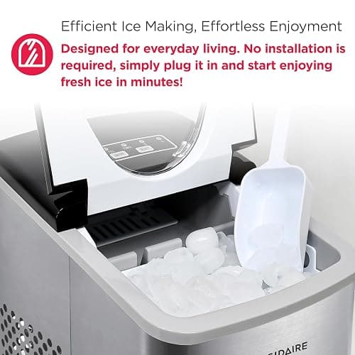 Frigidaire 26 Lbs per Day Portable Compact Maker, Ice Making Machine, Stainless, Medium thumbnail 6