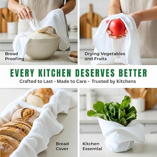 Flour Sack Towels| Tea Towel for Crafts| Kitchen Dish Cotton Blank Towel for Embroidery|Baking Bread Proofing Linen Cover| Thick Absorbent Quick Dry| 12 Pack 28"x28" White thumbnail 4