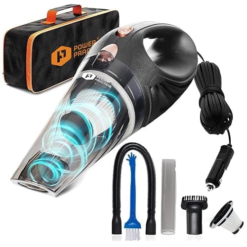 THISWORX Car Vacuum Cleaner - Portable, High Power, Handheld Vacuums w/ 3 Attachments, 16 Ft Cord & Bag - 12v, Auto Accessories Kit for Interior Detailing - Black - Image 1