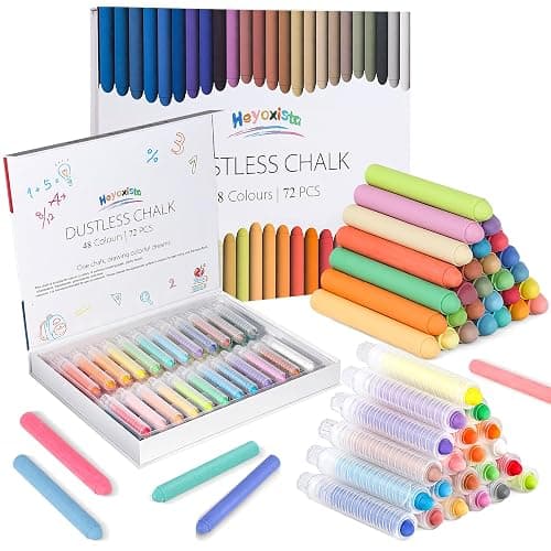 72Pcs Colored Dustless Washable Drawing Chalk Artists Set with 24 Holder - Non-Toxic Art & Drawing Supplies for Kids,Works on Glass/Paper/Wood/Tile (Avoid Rough Textures,Not For ROUGH Chalkboard Use) - Image 1