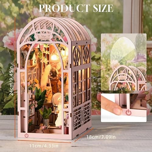 TOYQI DIY Book Nook Kit, Miniature House Dollhouse Kit for Adult and Teens, Book Nook Kits for Adults, Booknook Bookend Alley Model Build with Dust Cover, Gifts for Family Friends thumbnail 3