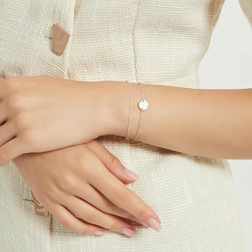 MONOZO Gold Initial Bracelets for Women Girls Christmas Gifts - Dainty 14K Gold Plated Layered Beaded Letter Initial Bracelet 26 Alphabet Disc Monogram Charm Bracelet Jewelry Christmas Gifts for Women thumbnail 4