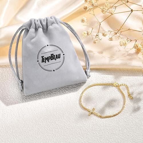 Cross Tennis Bracelets for Women : Classic Bracelet Cubic Zirconia with 14K Gold Plated Religious Wrist Chain Trendy Adjustable Link Chain Jewelry Gifts thumbnail 7