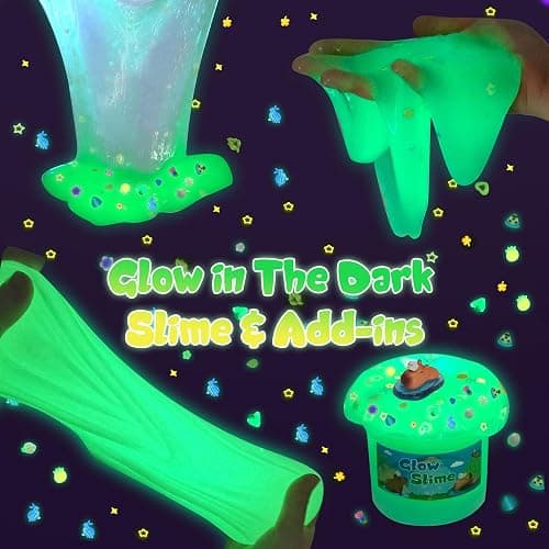 Joytry Capybara Slime Kit, 20oz Total, Slime Sensory Stress Relief Kit Includes 6 Different Texture Slimes, Glow in The Dark Slime with Cute Add-ins, ASMR, Perfect Slime Kit for Girls Ages 8-12 thumbnail 3