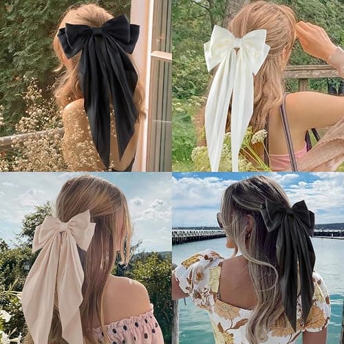 Canitor Hair Bows for Women Silky Satin Hair Ribbon Barrettes Clip Oversized Long Tail Hair Bows Cute Aesthetic Coquette Fashion Hair Accessories Preppy Teen Girl Gifts Trendy Stuff Things thumbnail 8
