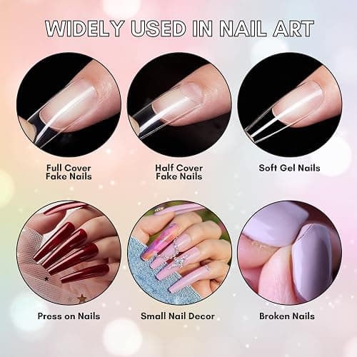 Makartt Super Strong Nail Glue for Acrylic Nails Press On Nails Professional Nail Adhesive Bond Nail Tips Glue for Stick On Nails Long Lasting Nail Glue for Fake Nails Broken Nails Repair 0.07oz 40Pcs thumbnail 2