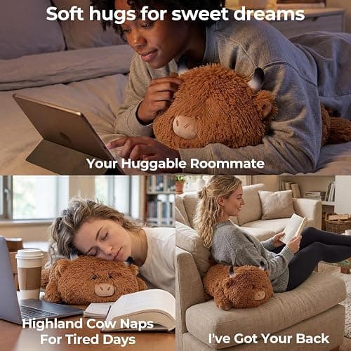 Mewaii Süßes Hochlandrind Kuh Kuscheltier Plüschkissen für Kinder,Weiche 33 cm Kuscheltiere,Kawaii Plüschtier Kuh,Entspannungs und Dekorationskissen für Mädchen thumbnail 4