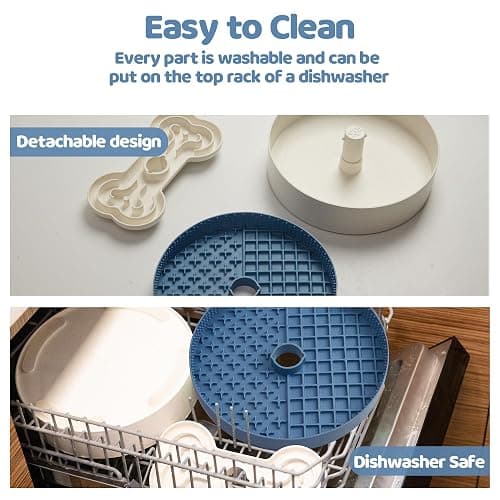 Puzzle Feeder Slow Feeder Dog Bowl with Lick Mat and Puzzle Inserts - Non-Slip Base, Adjustable Speed Design, Dishwasher Safe for Large Dogs,Blue thumbnail 3