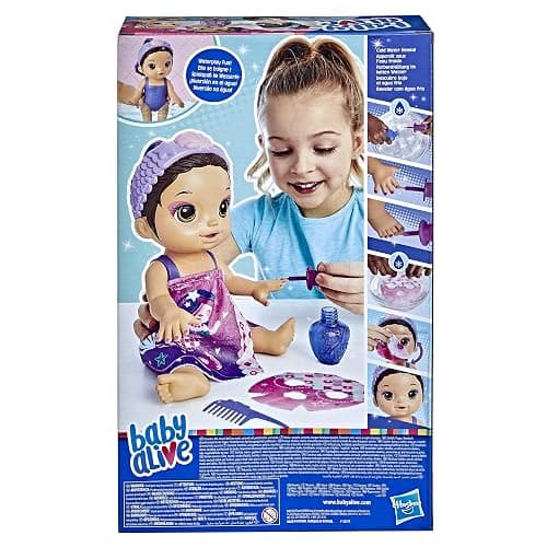 Baby Alive Glam Spa Baby Doll, Mermaid, Makeup Toy for Kids 3 and Up, Color Reveal Mani-Pedi and Makeup, 12.6-Inch Waterplay Doll, Brown Hair thumbnail 7