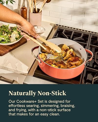 Caraway Cookware+ Collection - Specialty Cookware Set - Petite Cooker, Stir Fry Pan, Rondeau, & Stock Pot - 3 Lids & Storage Organizer Included - White thumbnail 6