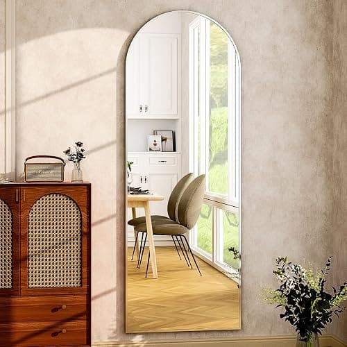 HARRITPURE 64"x21" Arched Full Length Mirror Free Standing Floor Mirrors Leaning Hanging Mounted Mirror Aluminum Frame Modern Home Decor for Living Room Bedroom Cloakroom,Silver thumbnail 3