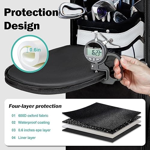 Himal Outdoors Soft-Sided Golf Travel Bag with Wheels - Heavy Duty 600D Polyester Oxford Wear-Resistant, Excellent Zipper Universal Size - Black thumbnail 5