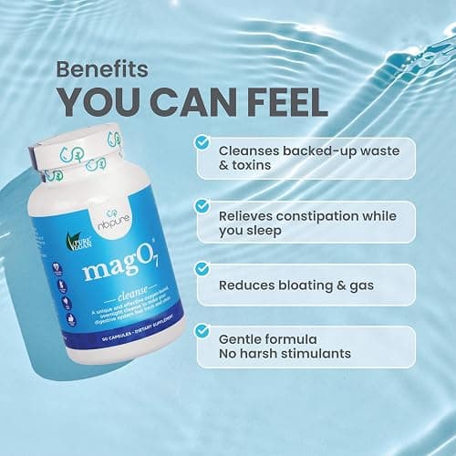 nbpure MagO7 - Natural Colon Cleanse & Detox | Occasional Constipation Relief, Stool Softening, & Bloating Support for Men & Women | Ozonated Magnesium Oxide, 90 Capsules thumbnail 4