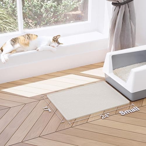 BANLYEO SM Cat Litter Mat - 24x17 in, Water Proof, US Designed Kitty Litter Trapping Mat, Easy to Clean, Scatter Control, Odorless, Less Mess and Clean Floors, Pet Supplies for Indoor Cats, Warm Beige thumbnail 3