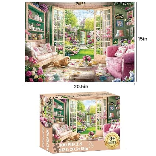 300 Piece Puzzles for Adults, Jigsaw Puzzles 300 Pieces for Adults Kids Building Flowers Puzzle Recycled Cardboard Jigsaw Puzzle Challenging Puzzles Game Family Activity Gift Toy 20.5x15inch thumbnail 2