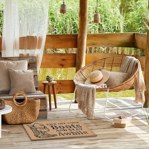Mingnei Vintage Western Coco Coir Doormat Door Mat for Home House Entrance, Retro Rustic Country Western Cowboy Floor Mats for Outdoor Outside Entryway 30x17 Welcome Mat thumbnail 4