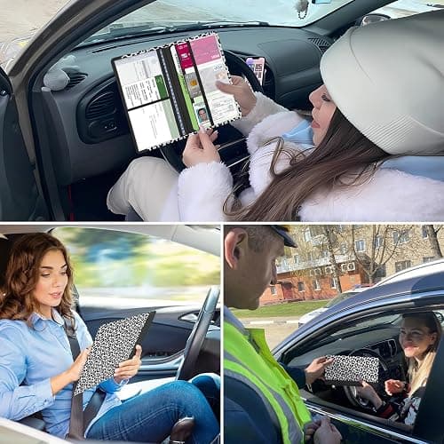 Kakurookie Car Registration and Insurance Holder, with Magnetic Closure for License, Cards and Documents, All Vehicle Needs and Car Accessories (Leopard-White) thumbnail 5